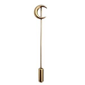 10K Yellow Gold Stick Crescent Moon Lapel Pin